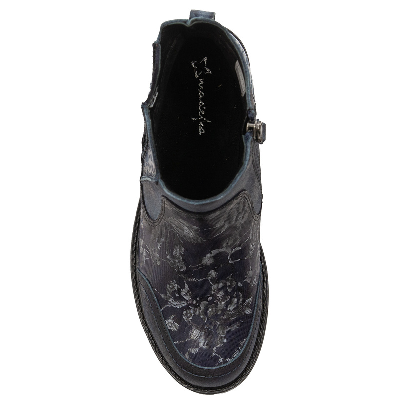 Maciejka Crafted Leather Ankle Boots Flat Heel Navy 07006-06/00-8