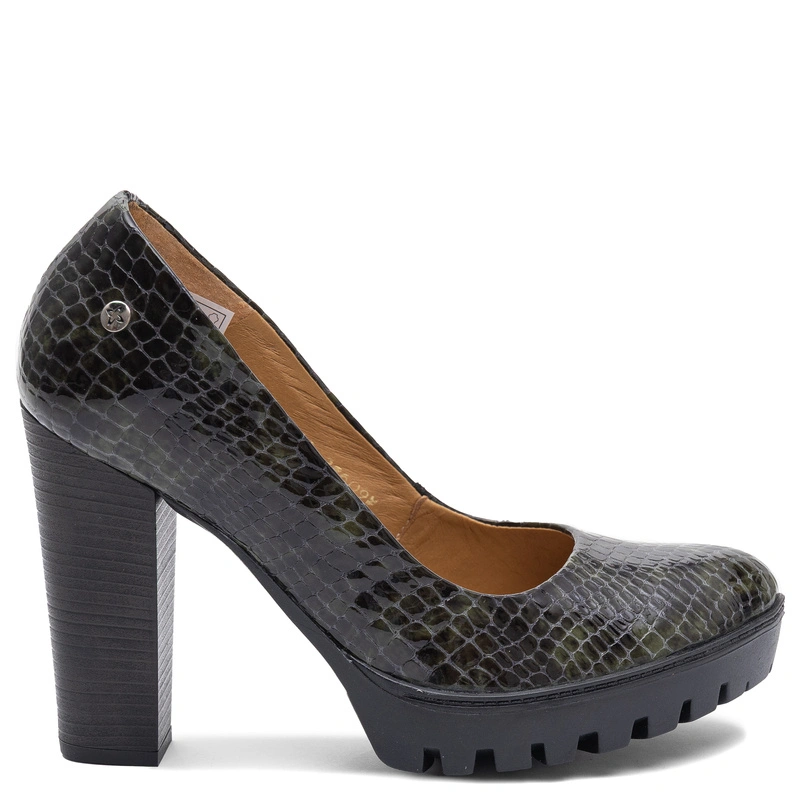 Maciejka Leather Pumps Snake Print Green 2629W-10/00-1