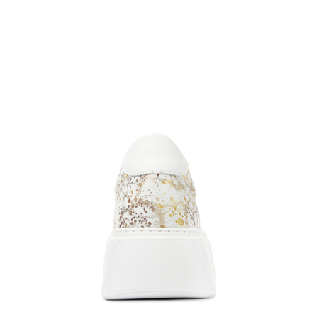 Maciejka Premium Leather Platform Sneakers White-Gold 06891-11/00-8