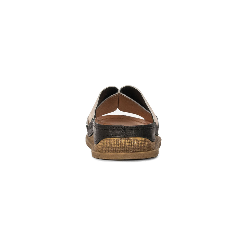 Maciejka Black Gold Women's Leather Slides