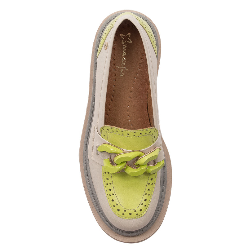 Maciejka Women's Beige + Pistachio Flat Shoes