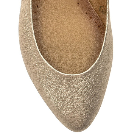 Maciejka Leather Ballet Flats Almond Toe Flat Sole Gold 04100-25/00-8