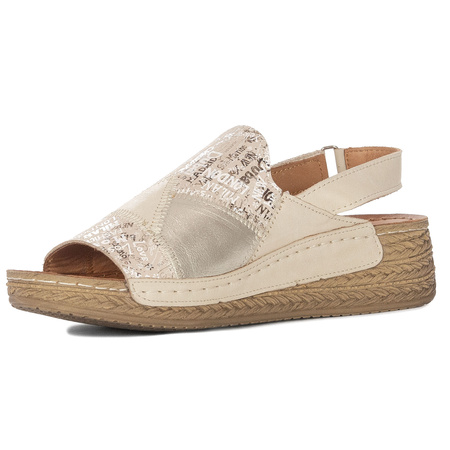 Maciejka Leather Elegant Sandals Wedge Beige L7067-04/00-1