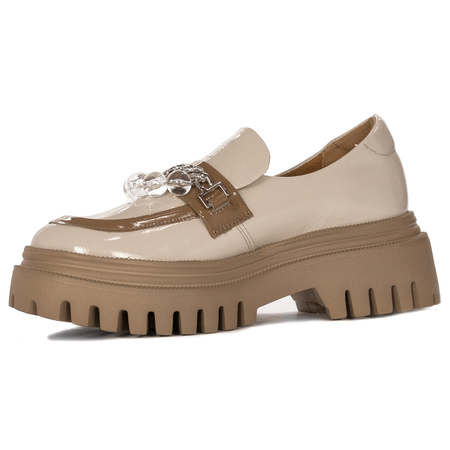 Maciejka Loafers Patent Leather Chunky Platform Light Beige 06294-22/00-8