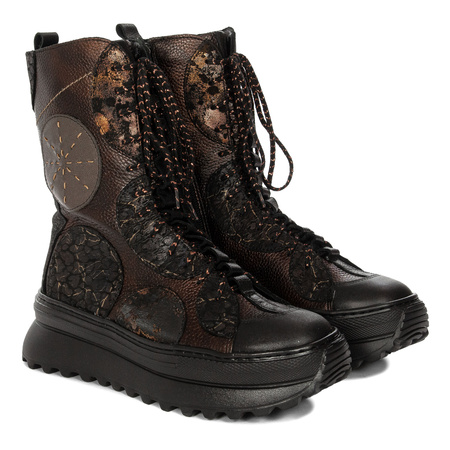 Maciejka Women's Leather Boots on Platform Brown
