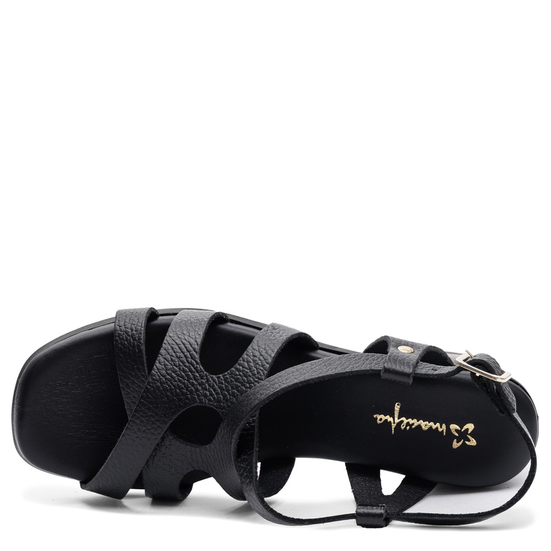Maciejka Leather Block Heel Sandals Black E7399-01/00-1