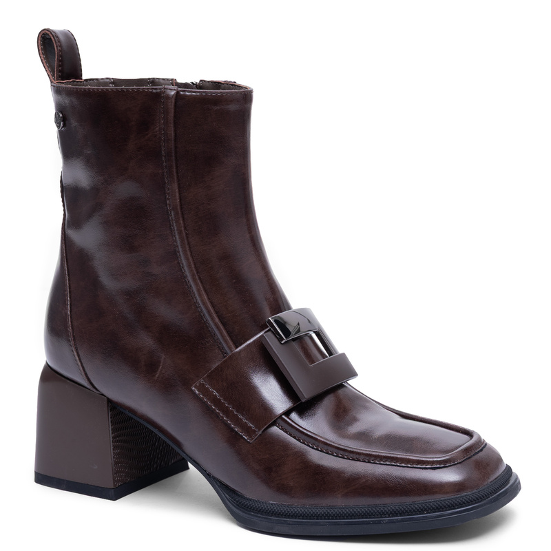 Maciejka Leather Ankle Boots Elegant Block Heel Brown K7788-02/00-7