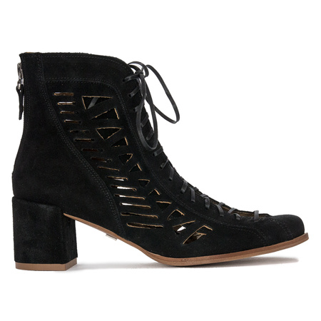 Maciejka Black velor Lace-Up Boots