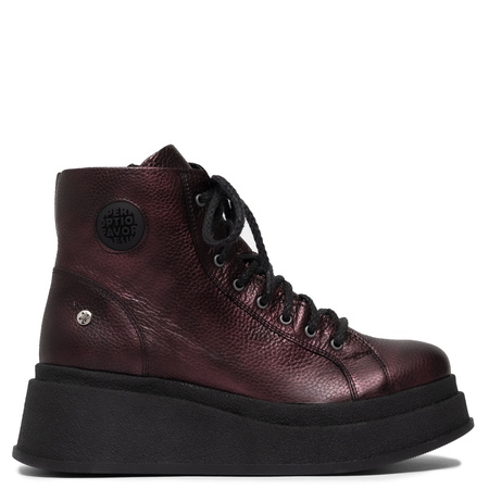 Maciejka Natural Leather Combat Boots on Platform Purple 06309-42/00-8