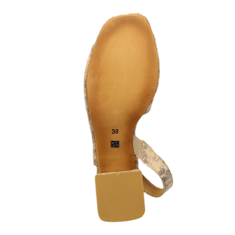 Maciejka Women's Leather Sandals Beige Gold
