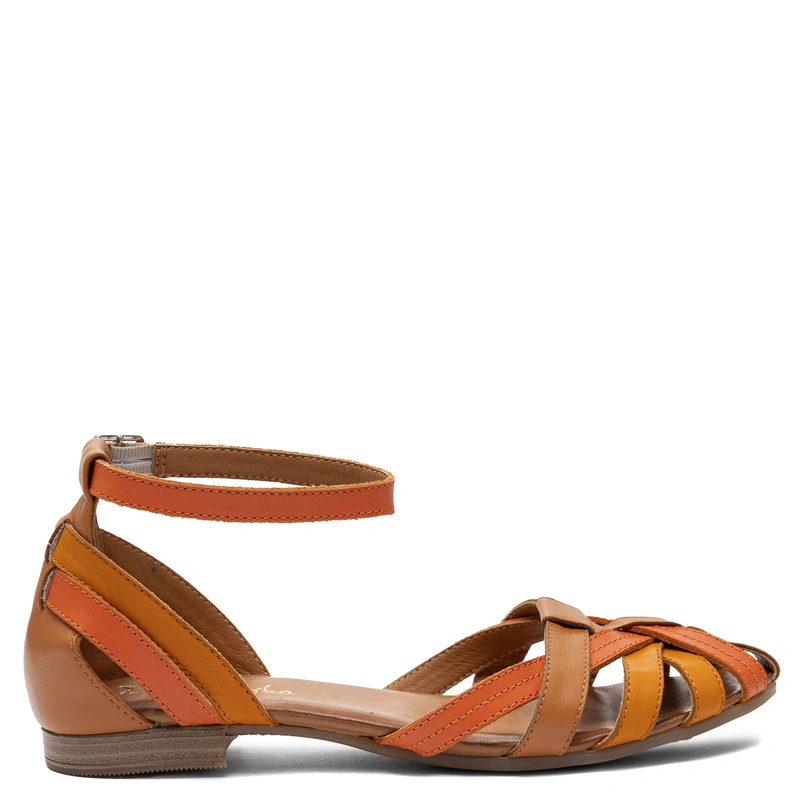 Maciejka Leather Sandals With Closed Toe And Heel On Flat Sole Orange P7539-18/00-1