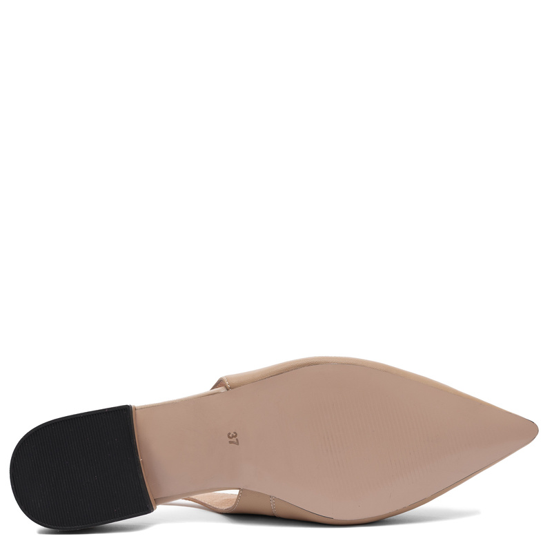 Maciejka Czółenka Slingback Skórzane Płaski Obcas Beżowe K7449-04/00-1