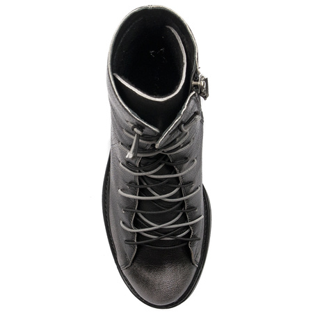 Maciejka Leather Lace-Up Ankle Boots Block Heel Black 3263S-01/00-3