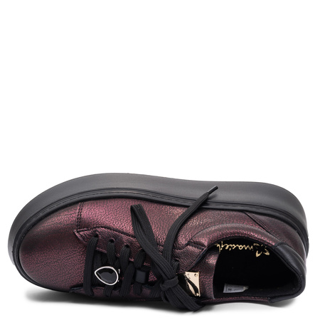 Maciejka Skórzane Sneakersy Damskie Na Platformie Bordowe 6191W-23/00-8