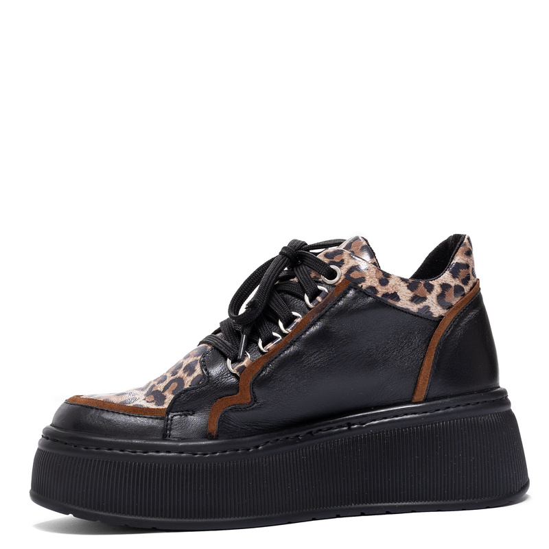 Maciejka Premium Leather Platform Sneakers With Insulation Black 07078-01/00-8