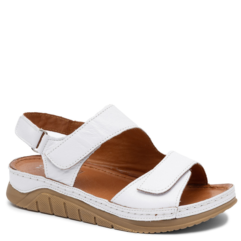 Maciejka Leather Platform Sandals White L4495-11/00-1
