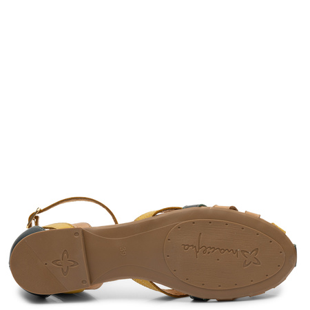 Maciejka Leather Sandals Closed Toe Enclosed Heel Green-Beige-Yellow 01924-09/00-8