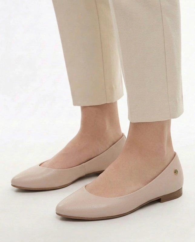 Maciejka Leather Classic Elegant Pointed Toe Ballet Flats Beige 4100W-08/00-8