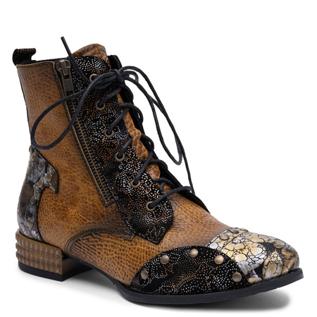 Maciejka Leather Multicolour Ankle Boots with Insulation 07613-07/00-8