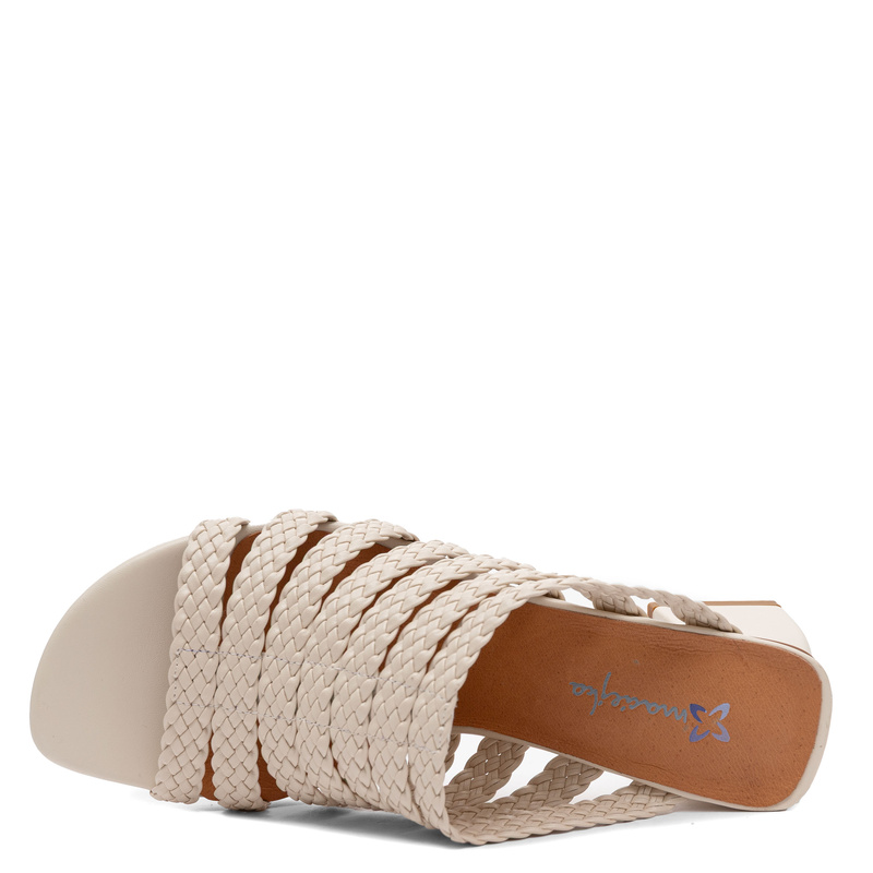 Maciejka Leather Braided Mules Block Heel Beige K7526-04/00-1