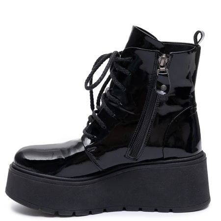 Maciejka Leather Platform Boots Black 6762W-20/00-6