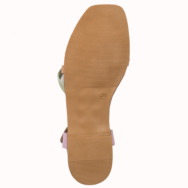 Maciejka beige leather women's flat sandals