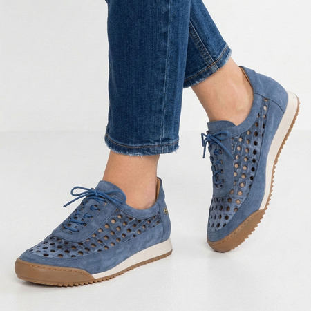 Maciejka Women's Leather Openwork Sneakers Navy Blue 07323-17/00-1
