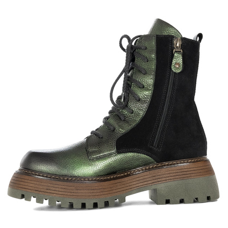 Maciejka Leather Platform Boots Green 07104-09/00-8