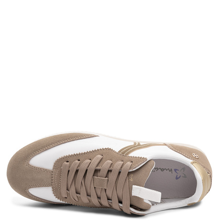 Maciejka Skórzane Sznurowane Sneakersy Biało-Beżowe M7355-04/00-7