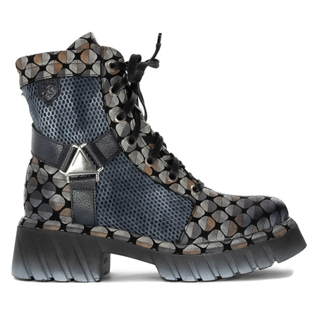 Maciejka Platform Ankle Boots Lace-Up & Side-Zip Multicolor 07072-03/00-8