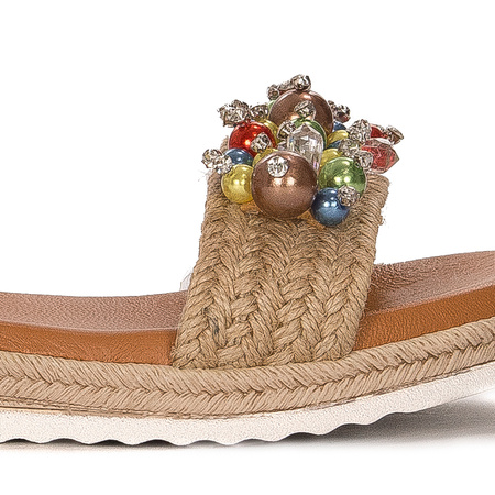 Maciejka Sandały espadryle skóra naturalna rudy