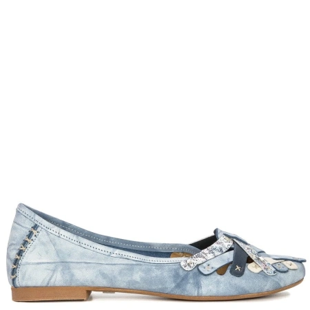 Maciejka Leather Ballet Flats Woven Toe Flat Heel Blue 01358-45-00-0