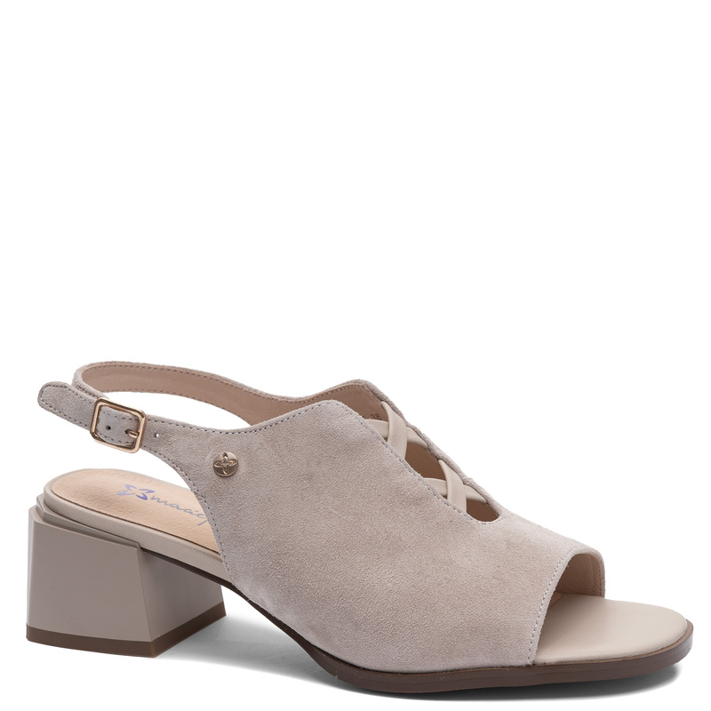 Maciejka Leather Suede Openwork Elegant Beige Sandals K7521-22/00-1