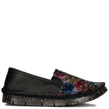 Maciejka Black + Flowers wonem's Low Shoes