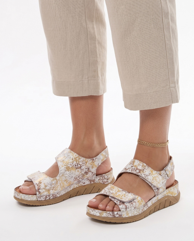 Maciejka Leather Platform Sandals Multicolor Gold L4495-32/00-1