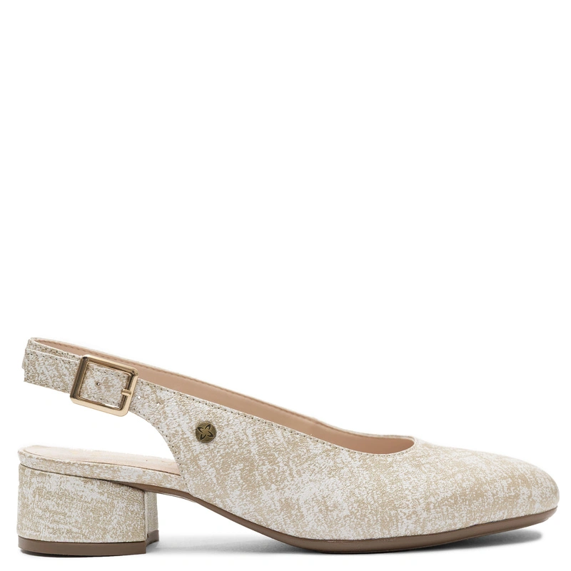 Maciejka Slingback Pumps Genuine Leather Low Block Heel 4 Cm Beige-Gold P7492-22/00-1