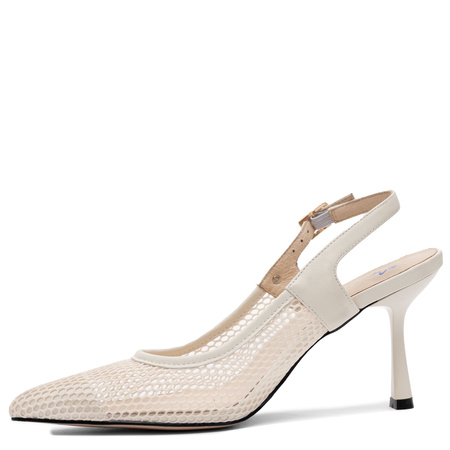 Maciejka Slingback Mesh Pointed-Toe Pumps Beige K7507-22/00-0