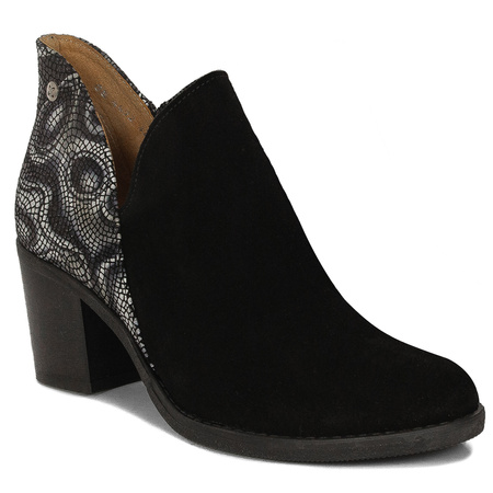 Maciejka Timeless Suede-Leather Ankle Boots Asymmetric Topline Black 04492-01/00-5