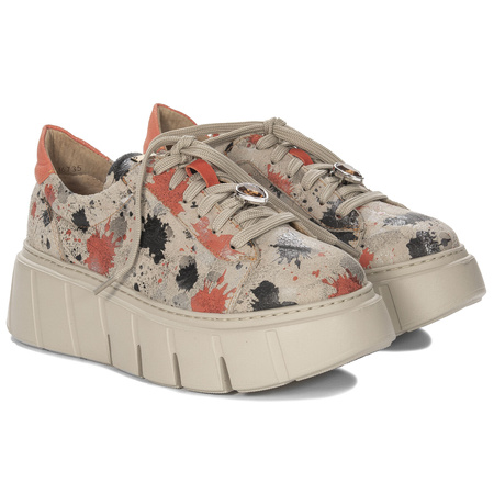 Maciejka leather low shoes artistic print platform multicolor 06891-18/00-8