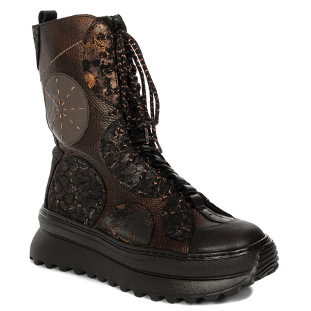 Maciejka Women's Leather Boots on Platform Brown
