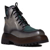 Maciejka Leather Lace-Up Platform Ankle Boots Silver-Green 07110-09-00-8