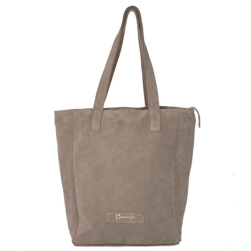 Maciejka Women's Grey Velor Leather Handbag