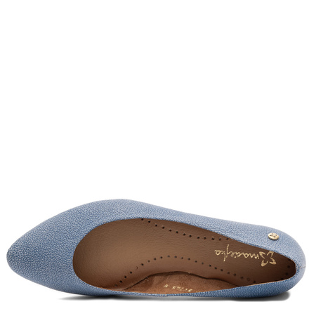 Maciejka Leather Ballerinas Artistic Textured Blue 4100W-07/00-8