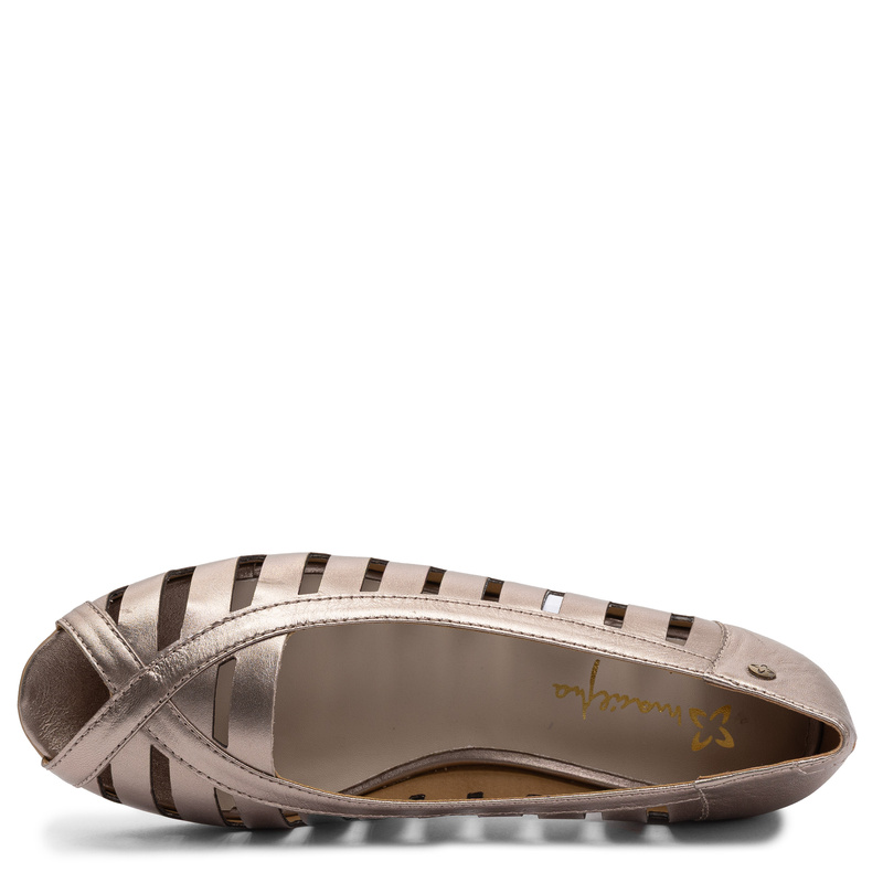 Maciejka Leather Ballet Flats Cutout Peep-Toe Gold P7540-25/00-1