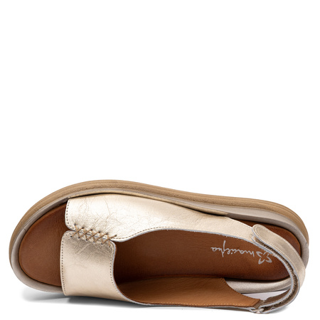 Maciejka Elegant Leather Wedge Sandals Women's Gold L7631-25/00-1