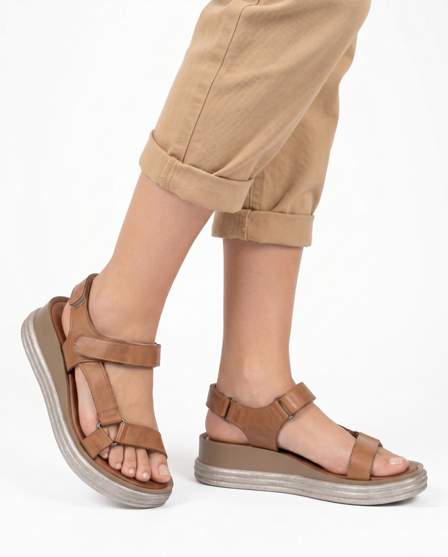 Maciejka Elegant Leather Women's Wedge Sandals Tan L7634-29/00-1