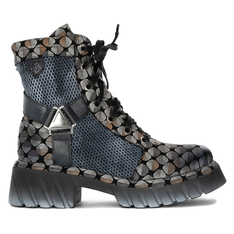 Maciejka Platform Ankle Boots Lace-Up & Side-Zip Multicolor 07072-03/00-8