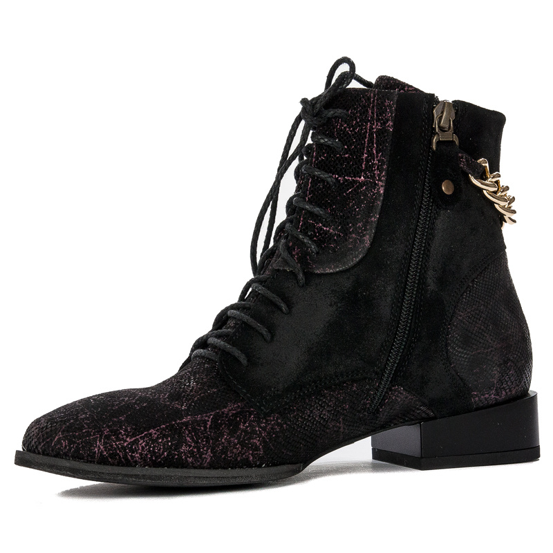 Maciejka Black and Burgundy Leather women's Boots 06193-01/00-7