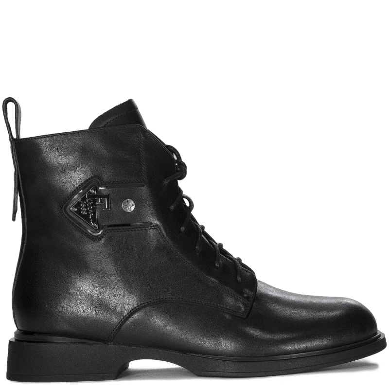 Maciejka Leather Lace-Up Side-Zip Ankle Boots Black N3115-01/00-8