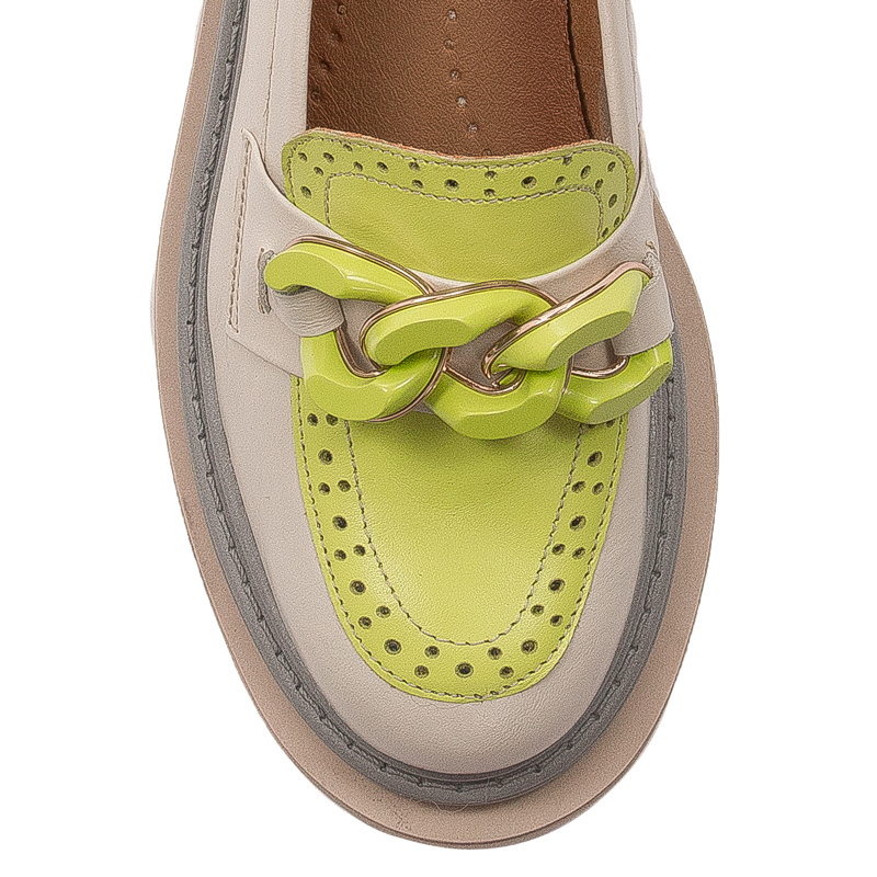 Maciejka Women's Beige + Pistachio Flat Shoes